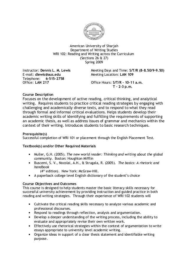 thesis writing syllabus